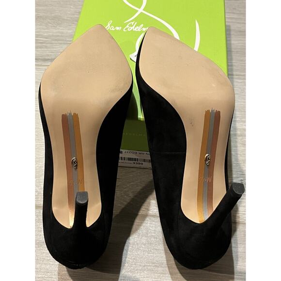 Sam Edelman Hazel Black Suede Women 7.5 Stiletto Pointed Toe Pumps Heels - Picture 3 of 10